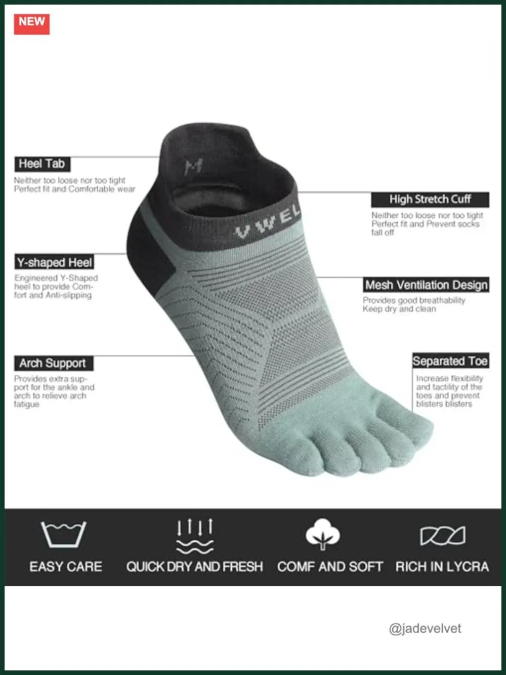 COOLMAX Five Finger Toe Socks No Show Athletic Running Socks 3 Pairs